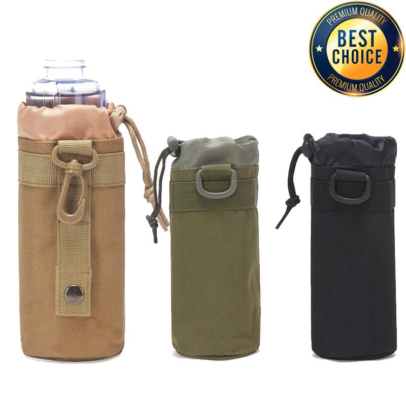 Camping Cooking Bag - การล่าสัตว์ขวดน้ํากลางแจ้ง MOLLE กาต้มน้ําผู้ถือกระเป๋าตั้งแคมป์เดินป่าขี่จักรยานขวดกระเป๋า Drawstring ขวดมัลติฟังก์ชั่น P