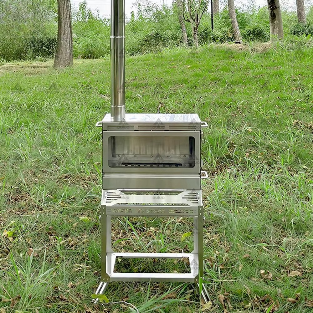 Camping Cooking Ovens - เตาแคมป์ปิ้งพกพาสแตนเลสคุณภาพสูงพร้อมเตาอบ- เหมาะสำหรับการต้มน้ำและทำอาหารกลางแจ้ง