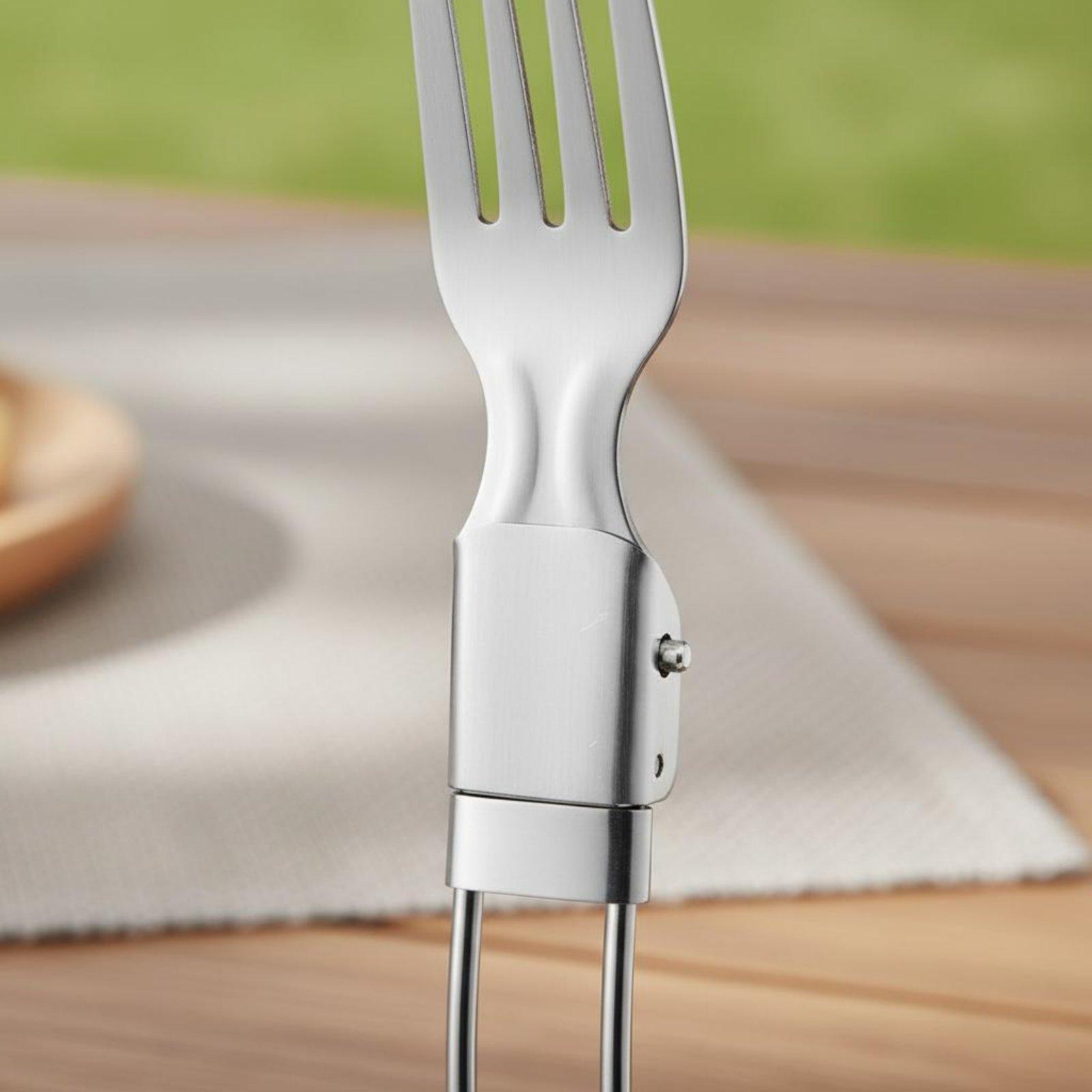 Camping Cooking Set Compact - ชุดช้อนส้อมพับได้ ชุดภาชนะสแตนเลสขนาดกะทัดรัด ชุดอุปกรณ์ทำอาหารแบบพกพาสำหรับการตั้งแคมป์กลางแจ้ง ชุดภาชนะสำหรับการตั้งแคมป์กลางแจ้ง
