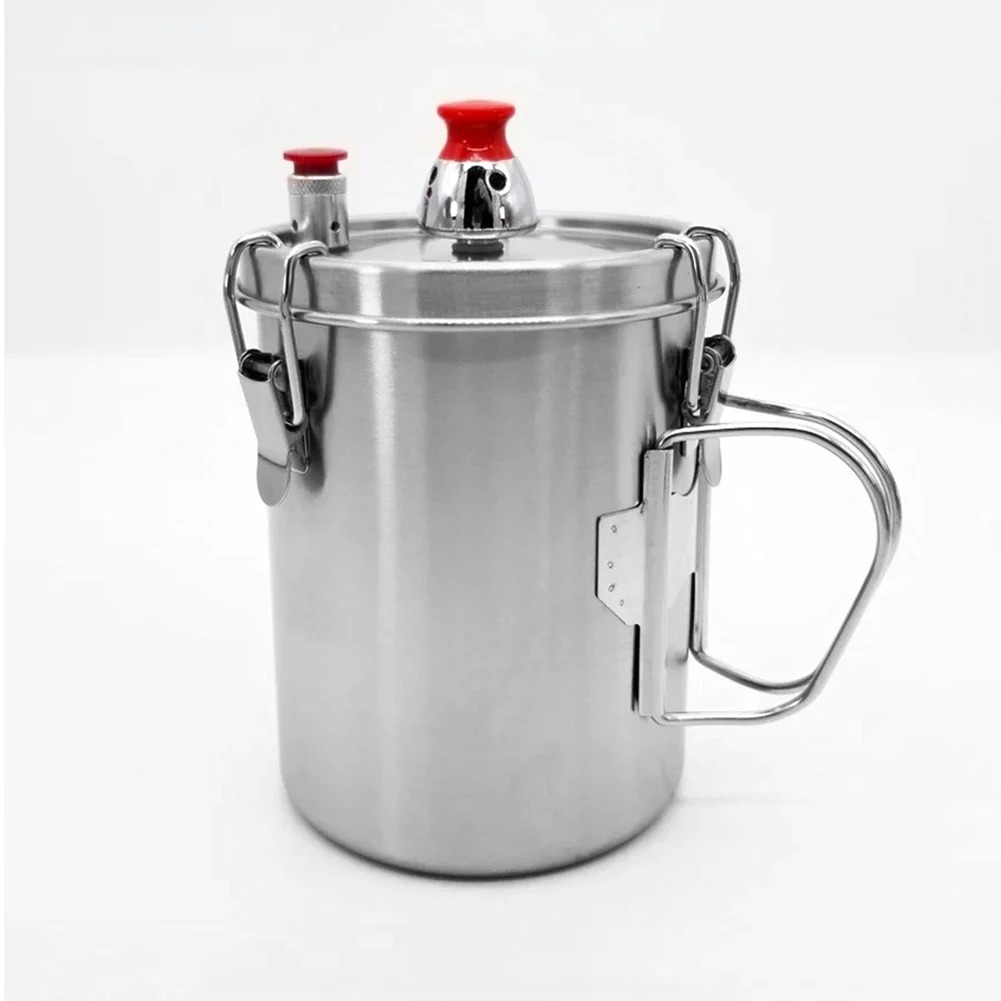 Camping Cooking Set Compact - หม้ออัดแรงดันขนาดเล็กน้ำหนักเบาพิเศษ 304 สแตนเลสพร้อมที่จับพับได้ หม้อทำอาหารแบบพกพาขนาดกะทัดรัดสำหรับการตั้งแคมป์กลางแจ้ง