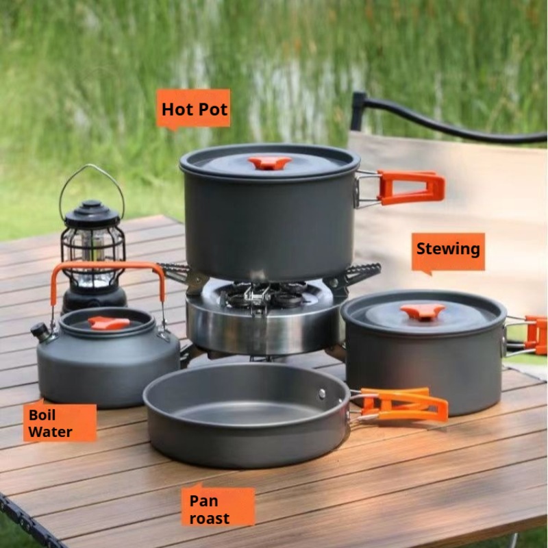 Camping Cooking Easy - หม้อความจุขนาดใหญ่แบบพกพาสะดวกทนความร้อนทำความสะอาดง่ายหม้อมัลติฟังก์ชั่นอุปกรณ์ทำอาหารแคมป์กลางแจ้ง