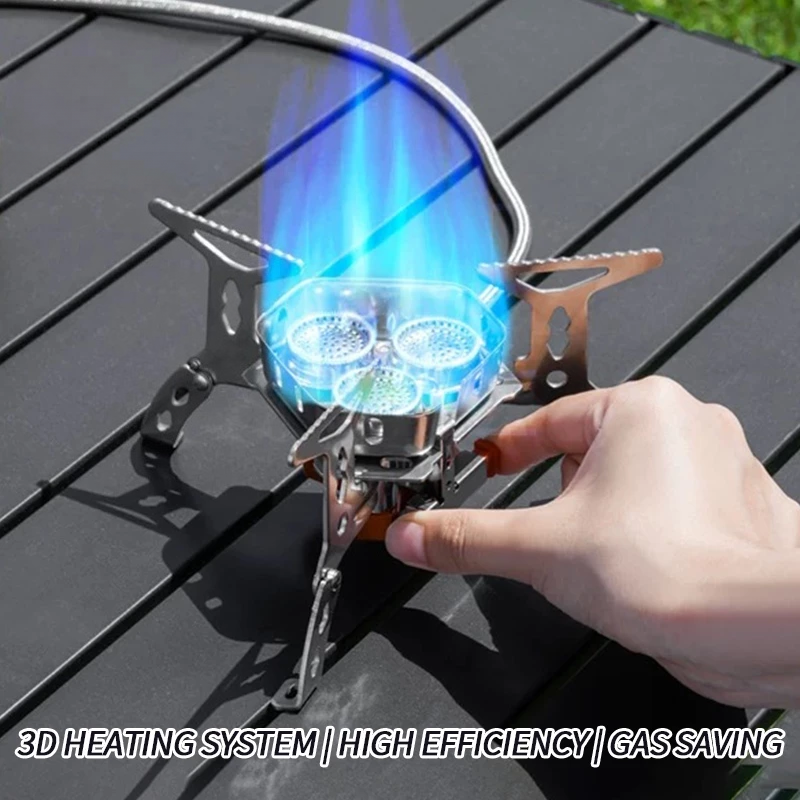 Camping Cooking Full Set - เตาแก๊สแบบสามหัวแบบพกพาสำหรับตั้งแคมป์, เตาแบบพับได้สไตล์กระเป๋าเป้สะพายหลัง, อุปกรณ์ทำอาหารสำหรับปิกนิกเดินป่ากลางแจ้งครบชุด