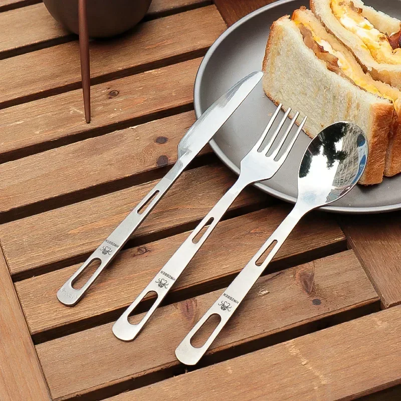 Camping Cooking Full Set - Hwzbben ชุดมีดส้อมช้อนไทเทเนียมแบบพกพาใช้บนโต๊ะอาหารปิกนิกตั้งแคมป์เครื่องมือทำครัวถ้วยชามน้ำหนักเบาพิเศษ