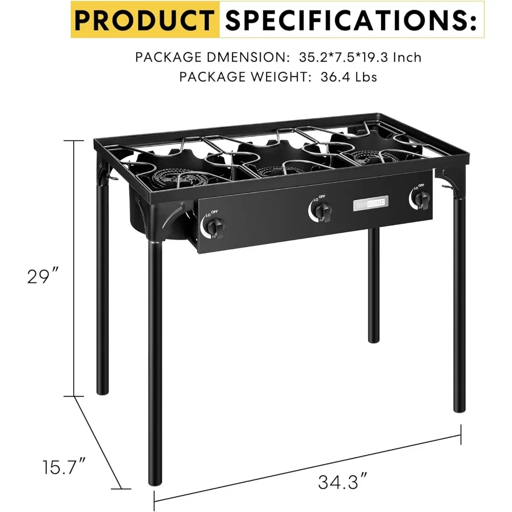 Camping Cooking Materials - เตาย่างบาร์บีคิวถ่านขนาดใหญ่พิเศษ -3 หัว ขาตั้งแบบถอดได้สําหรับทําอาหารแคมป์ปิ้ง เตาย่างทําอาหารกลางแจ้ง