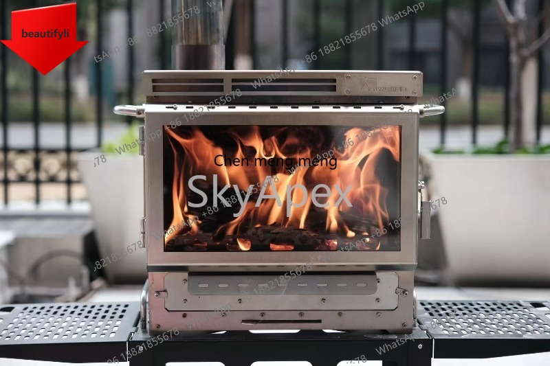 Camping Cooking Materials - เตาเผาไม้สแตนเลสทนทาน a38 สำหรับใช้งานกลางแจ้ง - อุปกรณ์ทำบาร์บีคิวแบบพกพาสำหรับตั้งแคมป์ พร้อมฟังก์ชั่นให้ความร้อนและทำอาหารในเต็นท์
