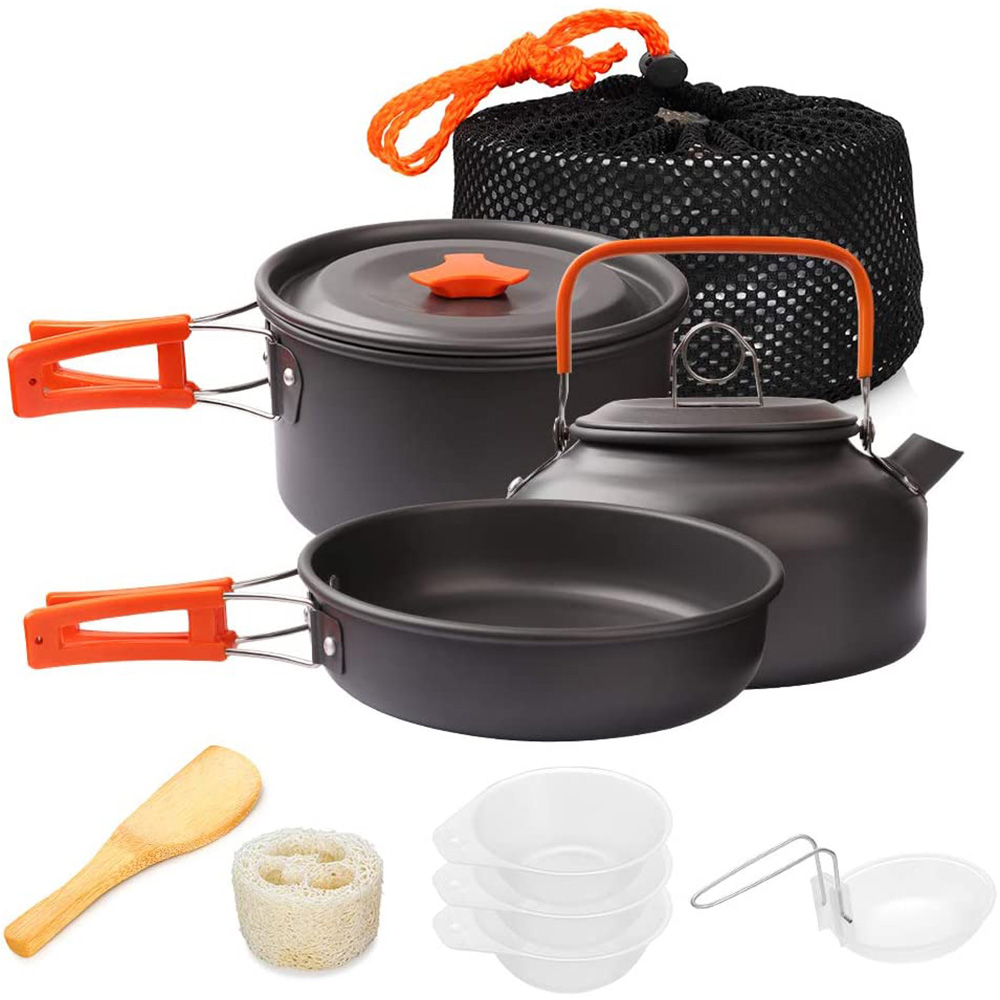 Camping Cooking Full Set - 1 ชิ้น/1 เซ็ตชุดเครื่องครัวตั้งแคมป์กลางแจ้งชุดทําอาหารอลูมิเนียมอุปกรณ์กลางแจ้งหม้อท่องเที่ยวบนโต๊ะอาหารห้องครัวเดินป่าปิคนิคบาร์บีคิว