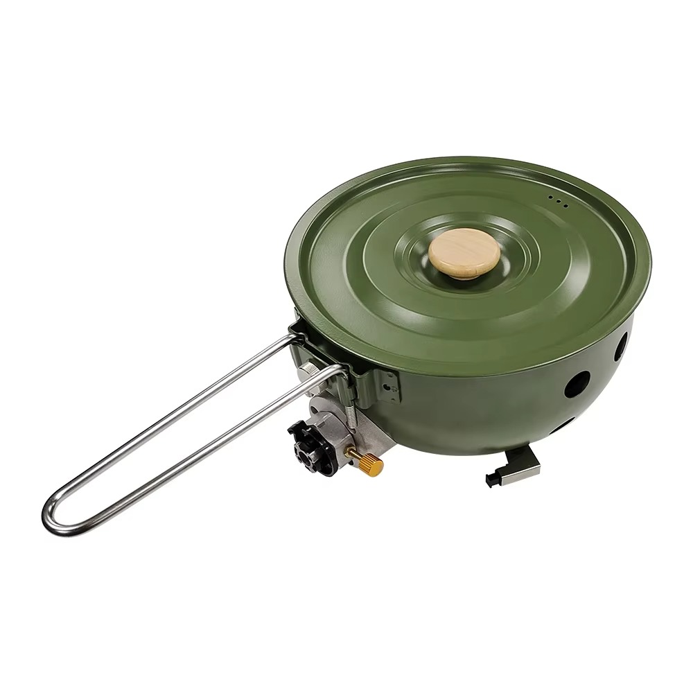 Camping Cooking Set For 4 - กระทะทอดแบบไม่ติดกระทะ ฝาปิดหม้อ ความจุ 4-5 ลิตร หม้ออเนกประสงค์สำหรับใช้งานกลางแจ้ง