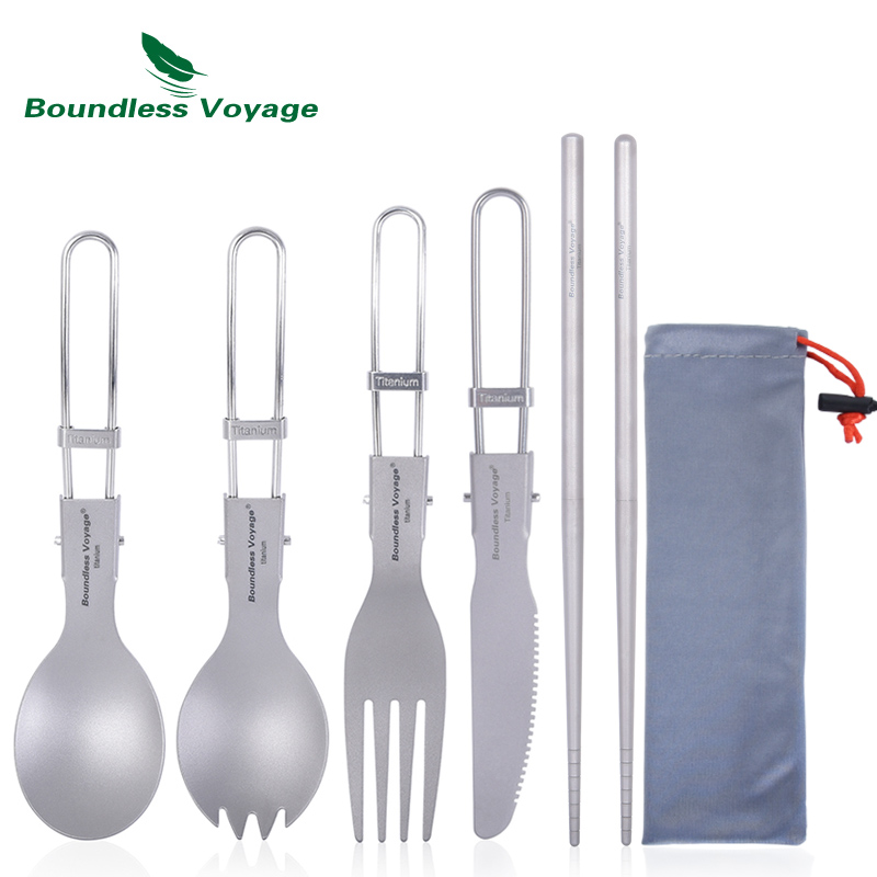 Camp Spork Set - Boundless Voyage Titanium Camping ช้อนส้อมพับช้อน Spork