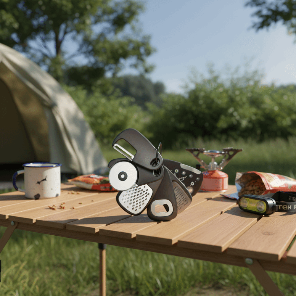 Camping Cooking Set Compact - ชุดอุปกรณ์แคมป์ปิ้งดีไซน์กะทัดรัด ประหยัดพื้นที่ จับถนัดมือ ชุดอุปกรณ์ครัว ไม่ต้องใช้ไฟฟ้า ชุดเครื่องมือทำอาหาร