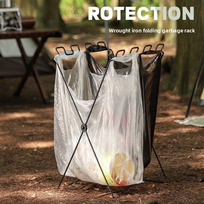 Camping Cooking Bag - ที่วางถุงขยะแบบพับได้, ที่วางถุงพลาสติกสำหรับตั้งแคมป์ ปิคนิค บาร์บีคิว ใช้ในบ้าน ห้องครัว