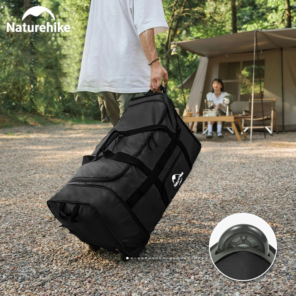 Camping Cooking Bag - Naturehike กระเป๋าแคมป์ปิ้ง88L พับได้ความจุมากกระเป๋าลากเดินทางพกพาได้กระเป๋าเก็บของจิปาถะกล่องล้อเดินป่ากลางแจ้ง