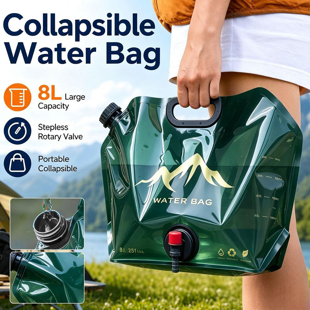 Camping Cooking Bag - ถุงน้ำความจุขนาดใหญ่สำหรับกลางแจ้ง 8 ลิตร ถุงเก็บน้ำแบบพับได้ ถุงใส่น้ำแบบพกพาสำหรับเดินป่า ถังน้ำแบบพกพา