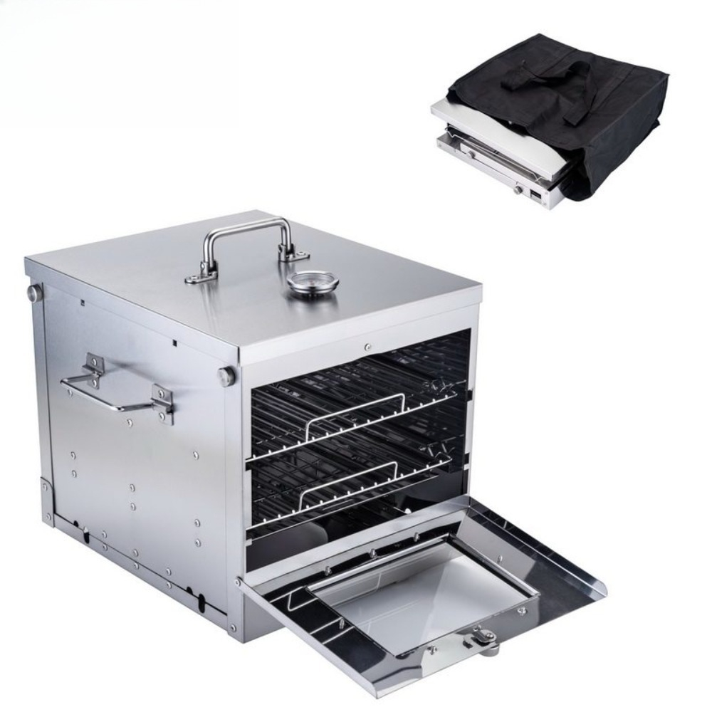 Camping Cooking Ovens - เตาแก๊สพกพาสำหรับตั้งแคมป์กลางแจ้ง สเตนเลสสตีล พร้อมเตาอบแบบพับได้ รุ่น B72