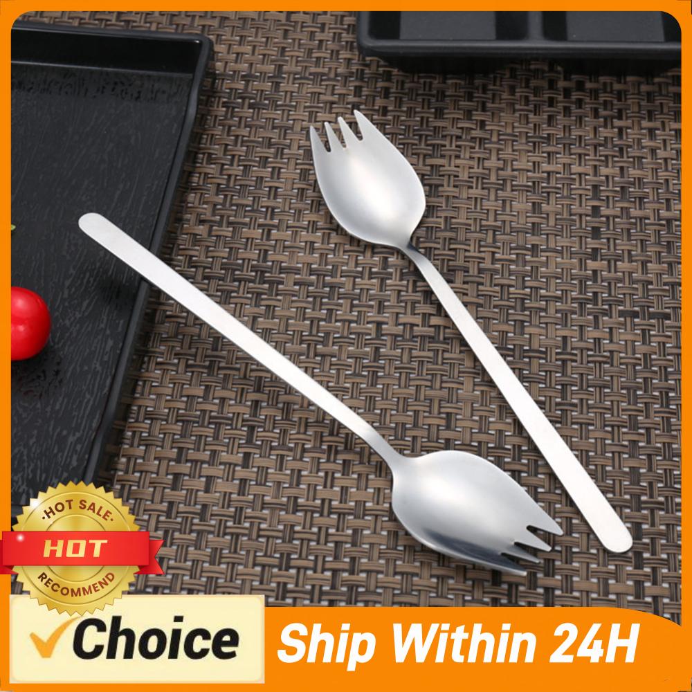 Camp Spork Set - สปอร์ค 5 ชิ้นสแตนเลสสตีลสำหรับตั้งแคมป์อเนกประสงค์แบบพกพาส้อมสำหรับของหวานไอศกรีมสลัด