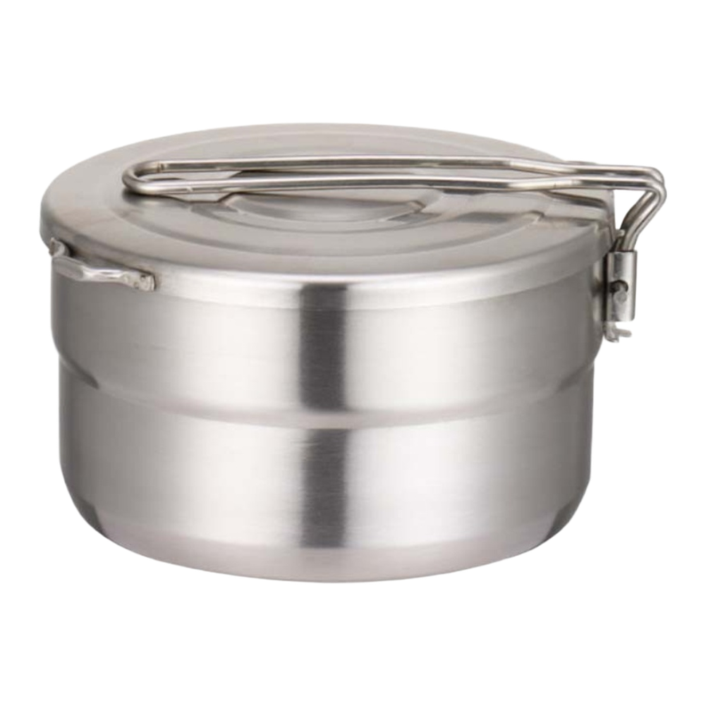 Camping Cooking Materials - หม้อสแตนเลสสำหรับใช้งานกลางแจ้งพร้อมด้ามจับพับได้ ผลิตจากวัสดุเกรด 304 สำหรับการตั้งแคมป์ การทำอาหาร การนึ่ง