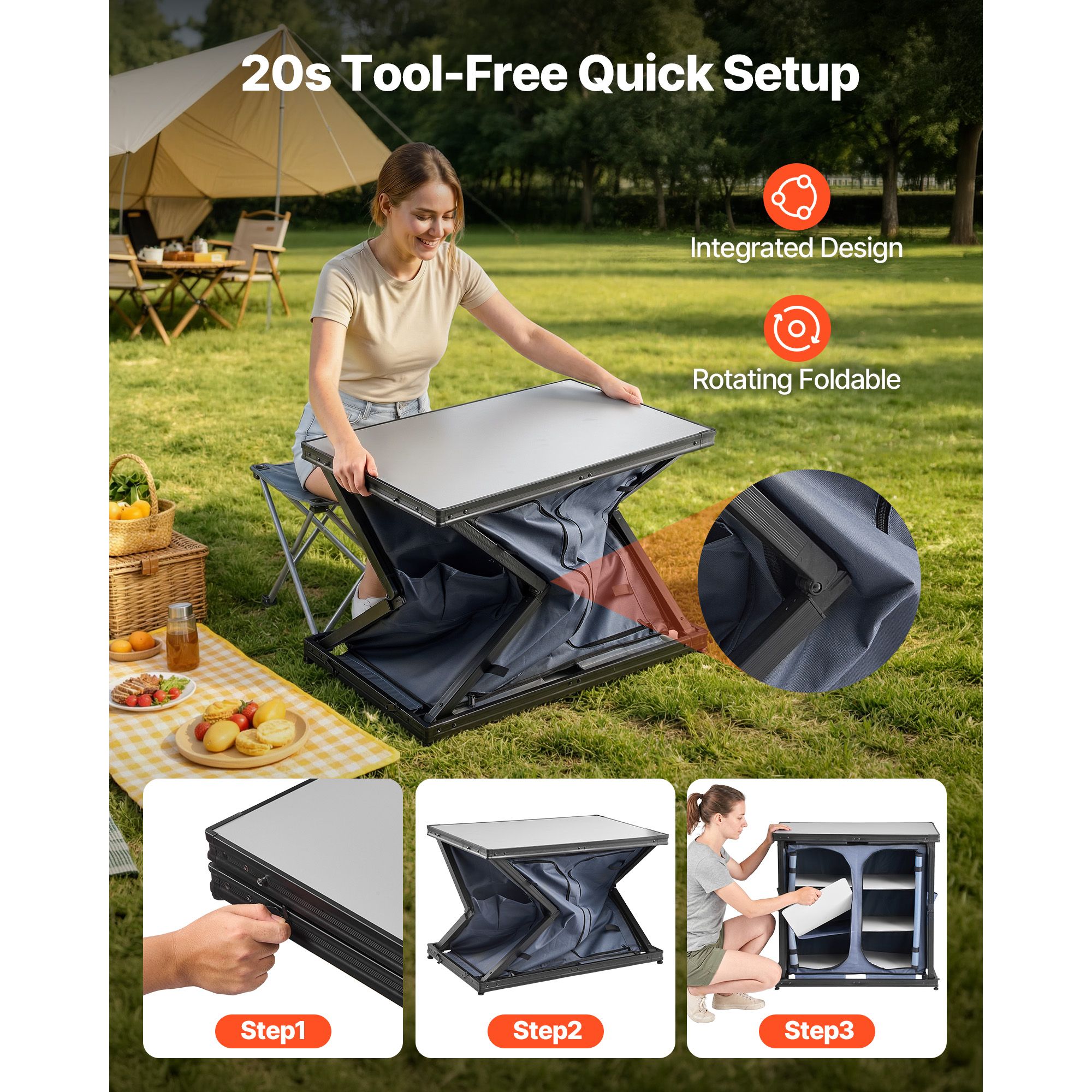 ตู้เก็บของพับได้สำหรับตั้งแคมป - Camping Cooking Set Compact บทวิจารณ์และราคา
