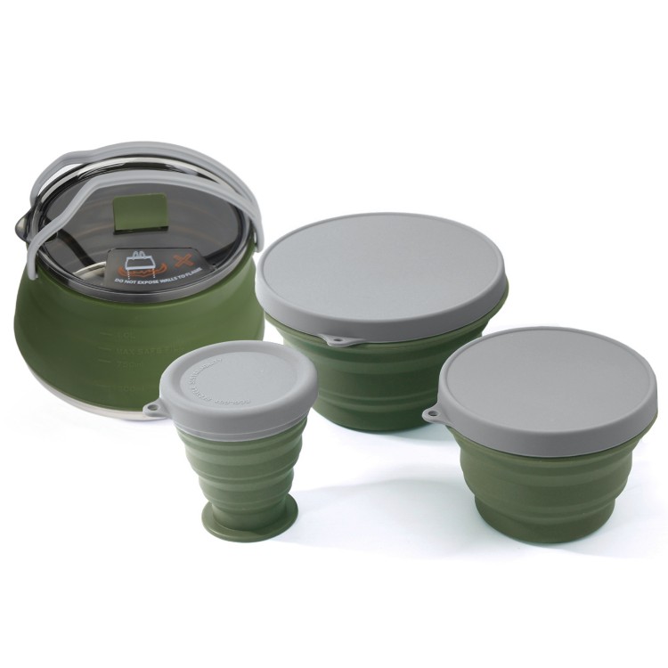 ชุดหม้อพับได้แบบพกพาชุดเครื่อง - Camping Cooking Set Compact บทวิจารณ์และราคา