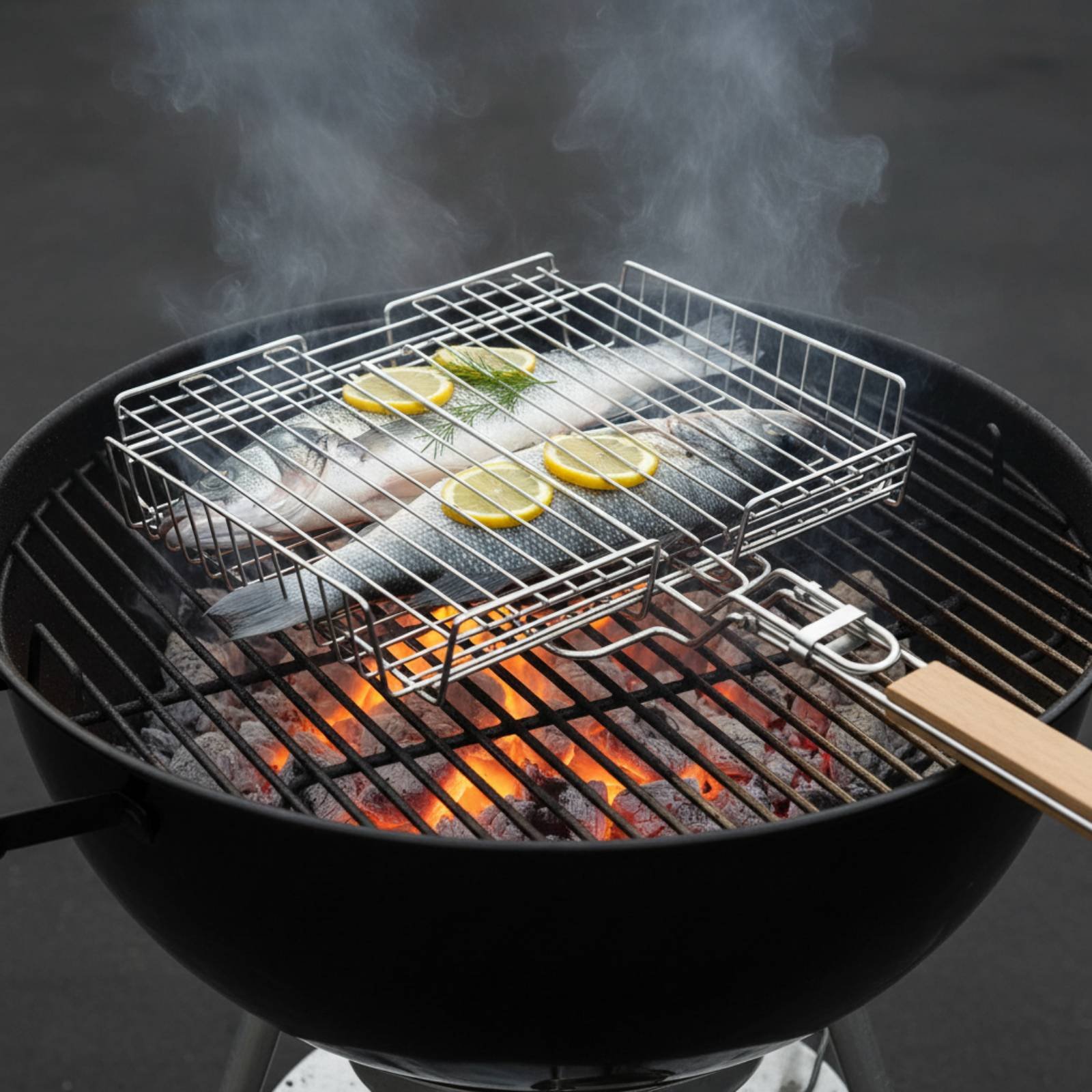 ตะกร้าย่างแบบมีด้ามจับไม้ ตะกร - Camping Cooking Food บทวิจารณ์และราคา
