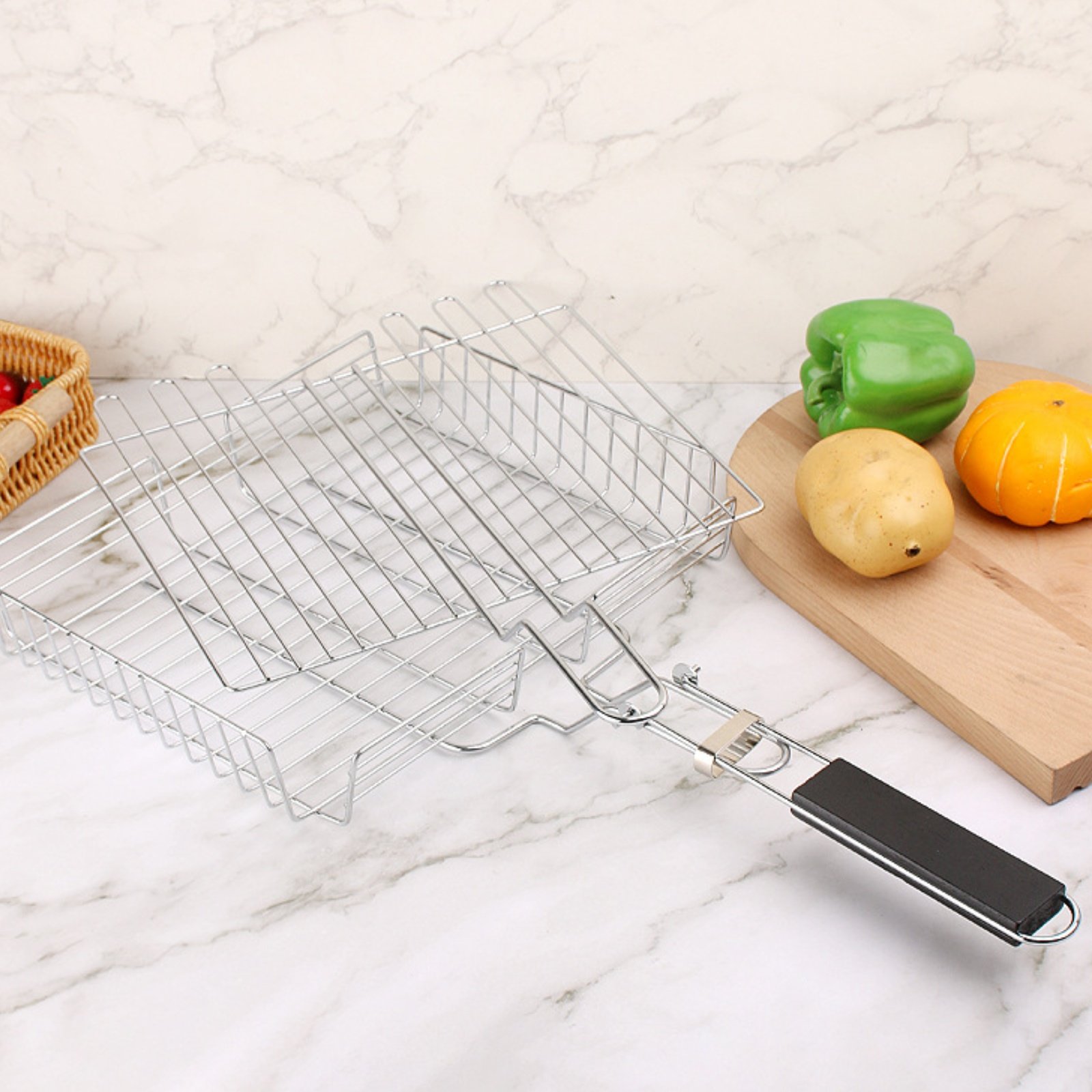 ตะกร้าย่างแบบมีด้ามจับไม้ ตะกร - Camping Cooking Food บทวิจารณ์และราคา