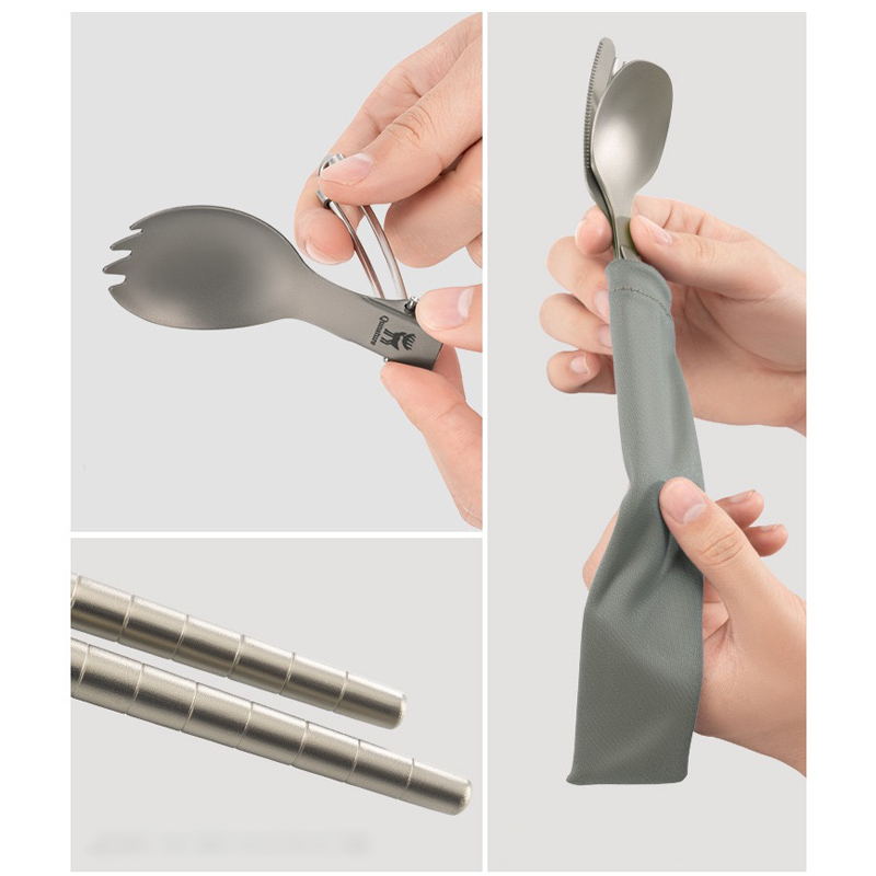 ช้อนส้อมไทเทเนียมสำหรับแคมป์ปิ - Camp Spork Set บทวิจารณ์และราคา