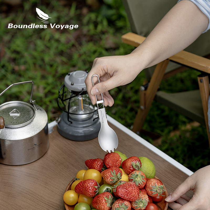 ชุดช้อนส้อมพับได้ไทเทเนียม Bou - Camp Spork Set บทวิจารณ์และราคา