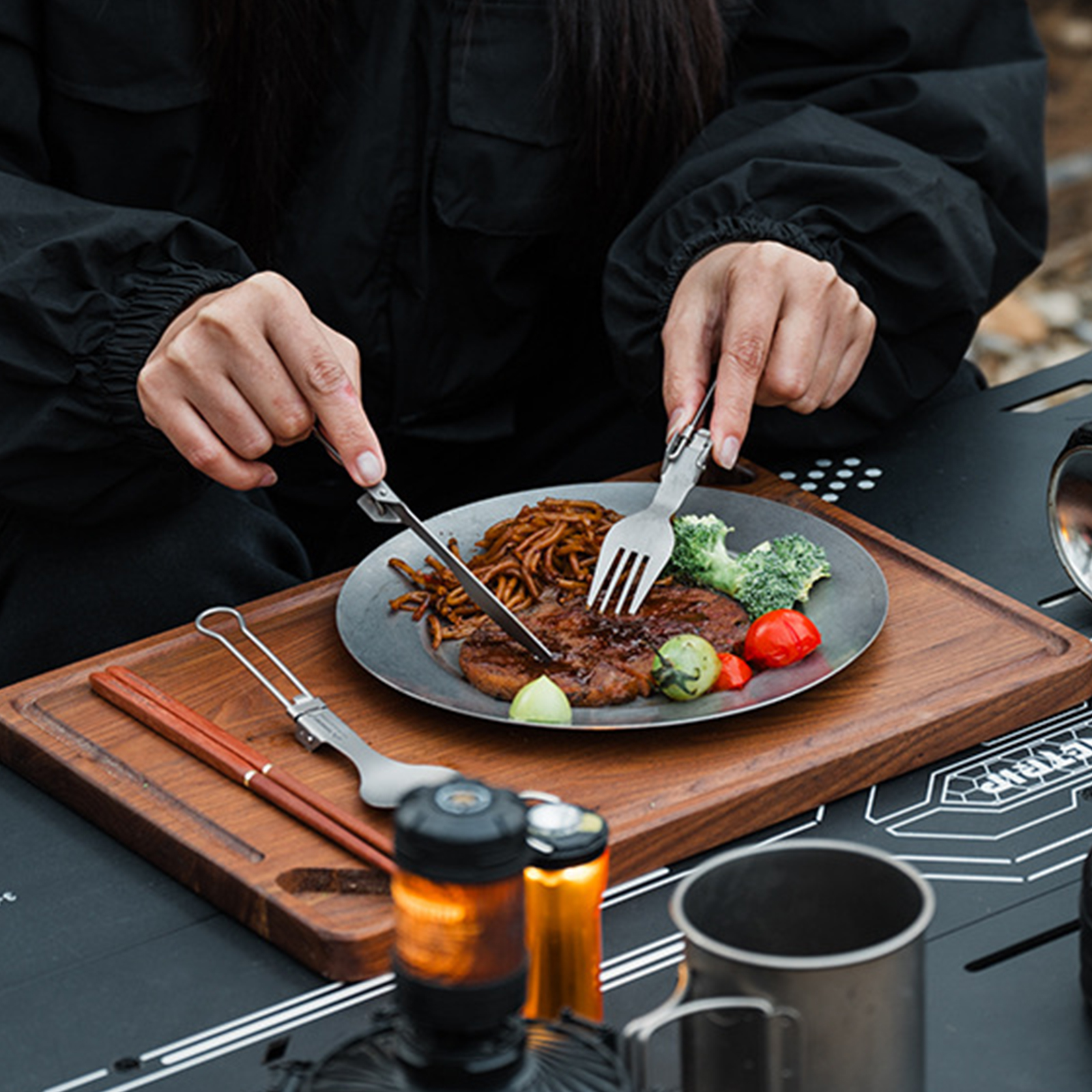 ชุดอุปกรณ์ตั้งแคมป์ไทเทเนียม น - Camping Cooking Set Compact บทวิจารณ์และราคา