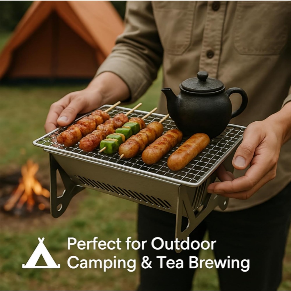 เตาย่างบาร์บีคิวถ่านแบบพกพา เต - Camping Cooking Set Compact บทวิจารณ์และราคา