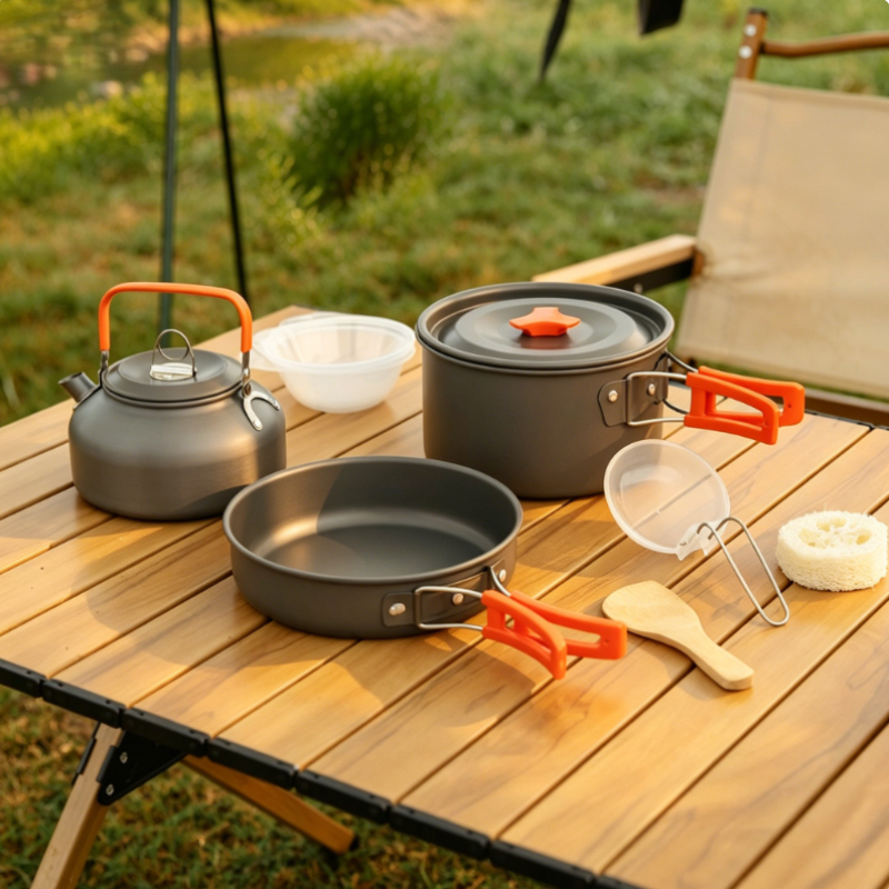ชุดแคมป์ปิ้งอลูมิเนียมอัลลอยด์ - Camping Cooking Set With Kettle บทวิจารณ์และราคา