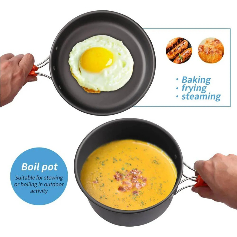 ชุดทำอาหารสำหรับตั้งแคมป์, ชุด - Camping Cooking Set With Kettle บทวิจารณ์และราคา