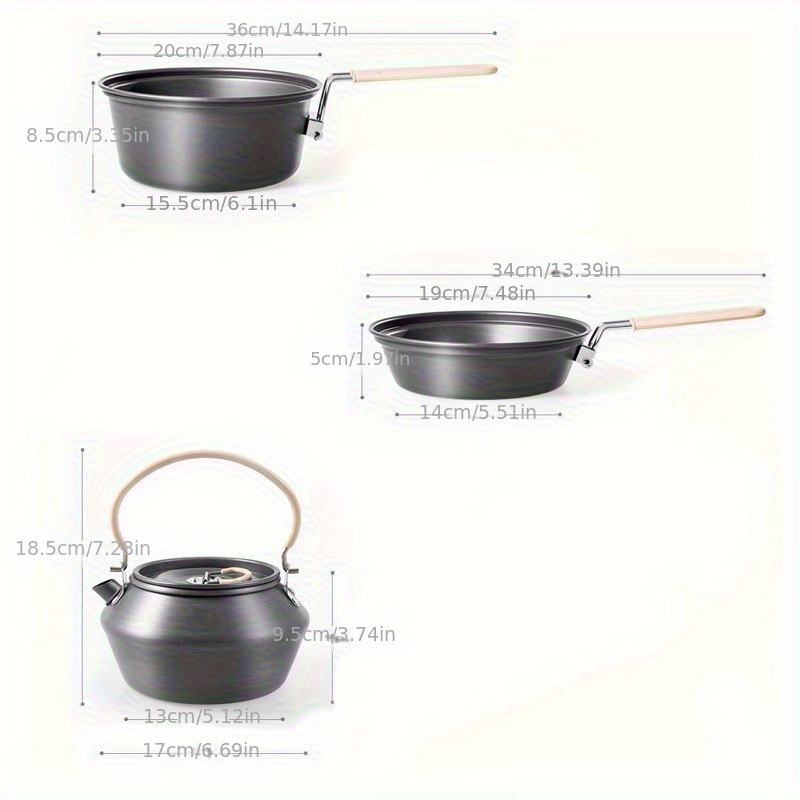 ชุดกาน้ำชาสำหรับกิจกรรมกลางแจ้ - Camping Cooking Set With Kettle บทวิจารณ์และราคา