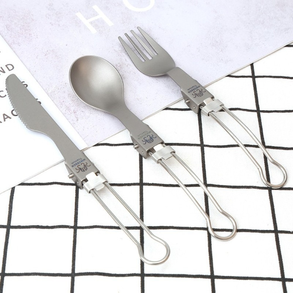 ชุดช้อนส้อมพับได้ไทเทเนียมขัดเ - Camp Spork Set บทวิจารณ์และราคา