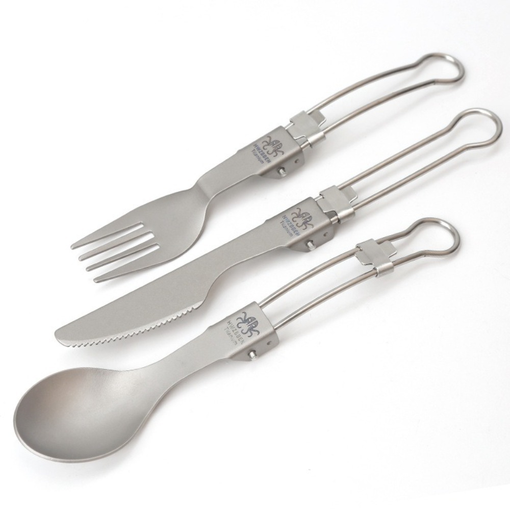 ชุดช้อนส้อมพับได้ไทเทเนียมขัดเ - Camp Spork Set บทวิจารณ์และราคา