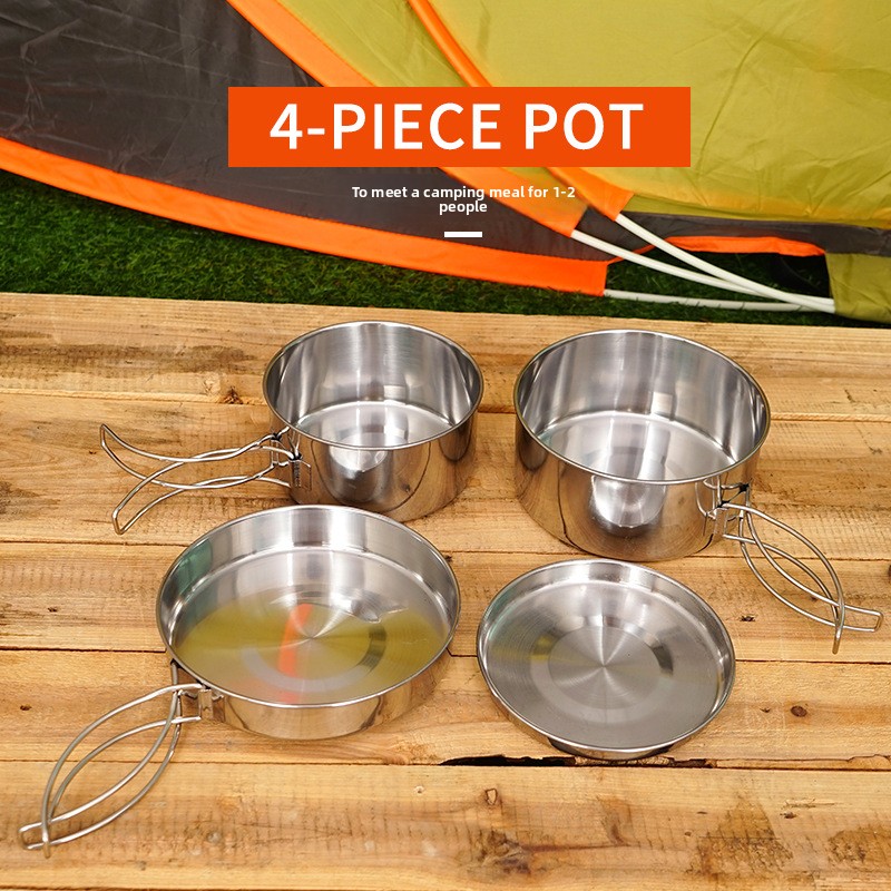 ชุดเครื่องครัวแคมป์ปิ้งสแตนเลส - Camping Cooking Set For 4 บทวิจารณ์และราคา