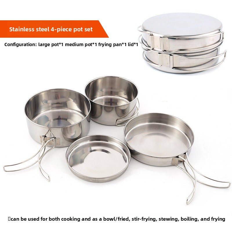 ชุดเครื่องครัวแคมป์ปิ้งสแตนเลส - Camping Cooking Set For 4 บทวิจารณ์และราคา