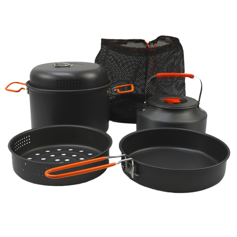 ชุดหม้อนึ่งหม้ออาหารสำหรับตั้ง - Camping Cooking Set With Kettle บทวิจารณ์และราคา