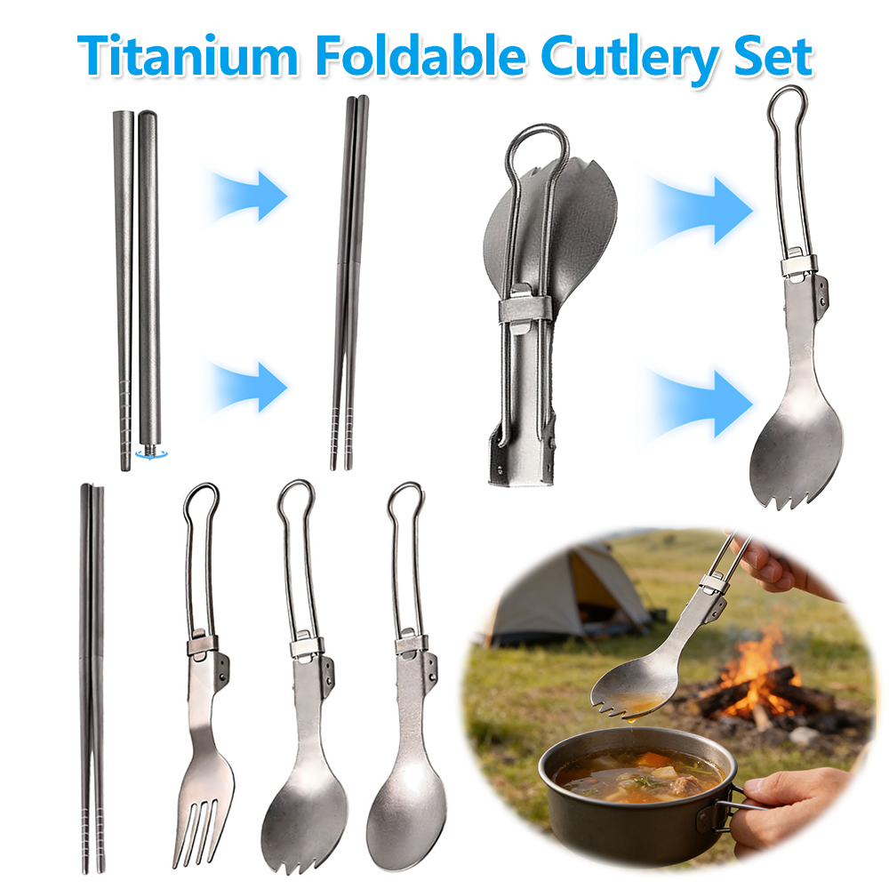 ชุดช้อนส้อมไทเทเนียมแบบพับได้  - Camp Spork Set บทวิจารณ์และราคา