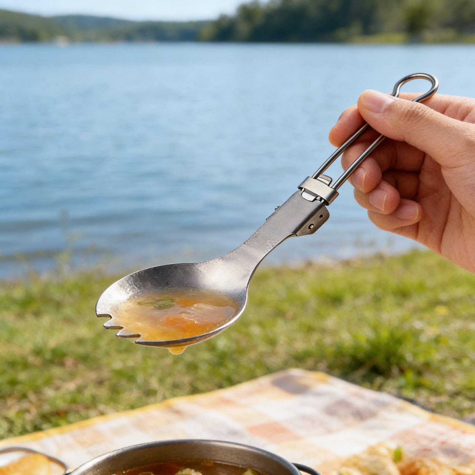 ชุดช้อนส้อมไทเทเนียมแบบพับได้  - Camp Spork Set บทวิจารณ์และราคา