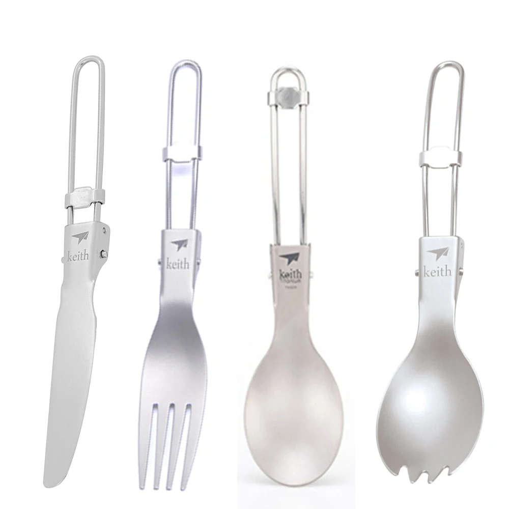 Keith กลางแจ้งไทเทเนียมพับช้อน - Camp Spork Set บทวิจารณ์และราคา