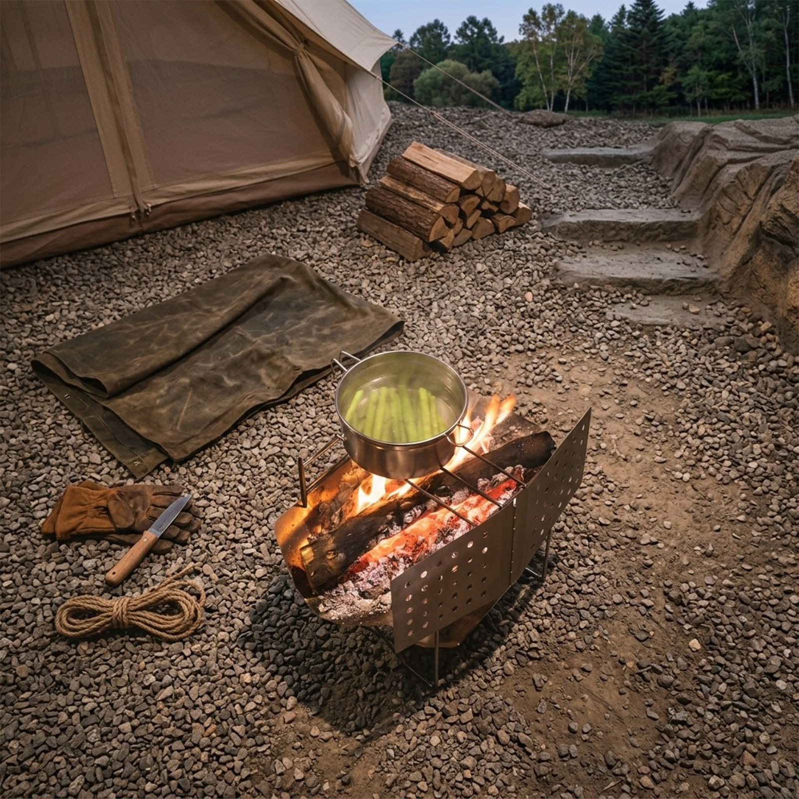 แผ่นกันลมสแตนเลสแบบพับได้สำหรั - Camping Cooking Easy บทวิจารณ์และราคา