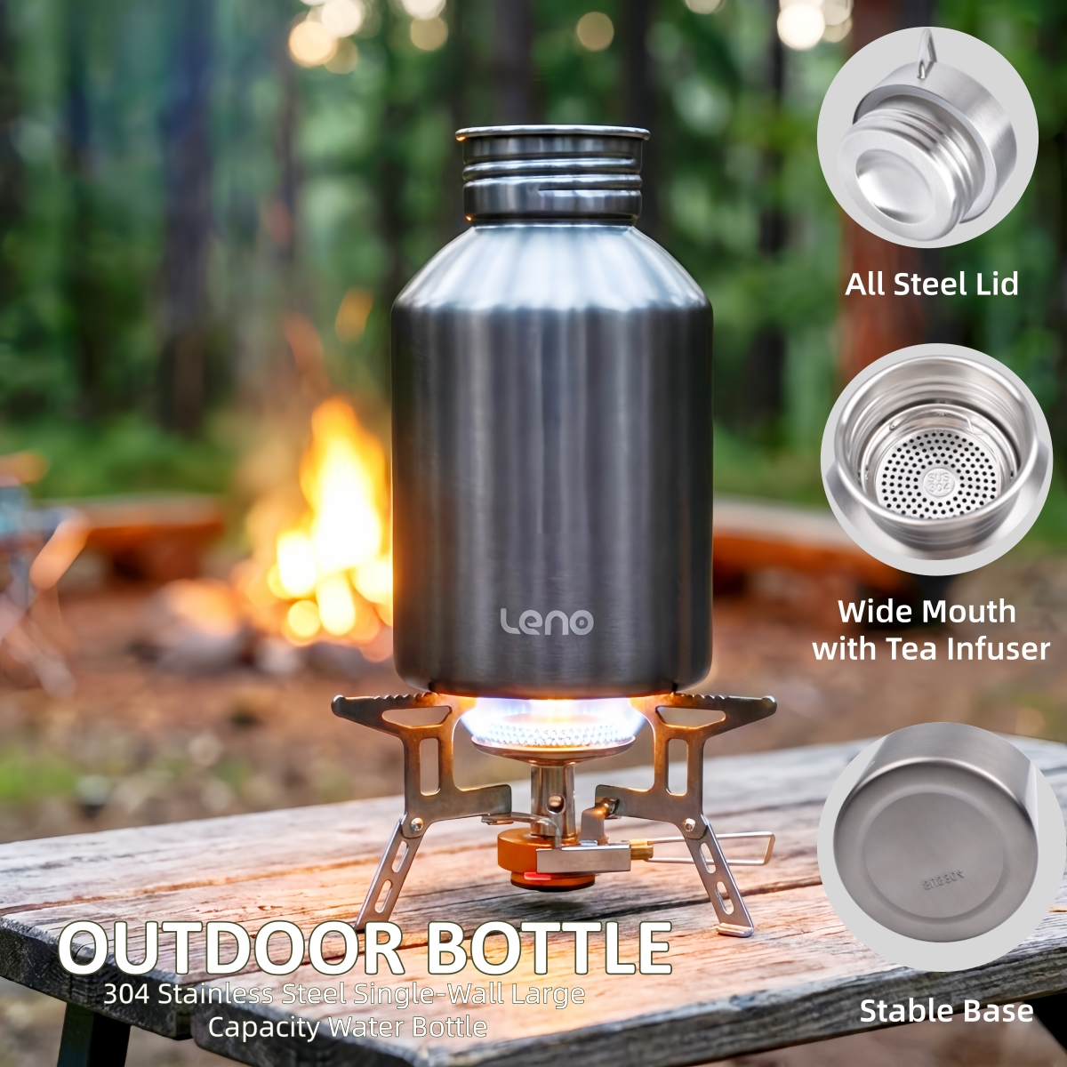 ขวดน้ำสำหรับแคมป์ปิ้งขนาด 2000 - Camping Cooking On Fire บทวิจารณ์และราคา