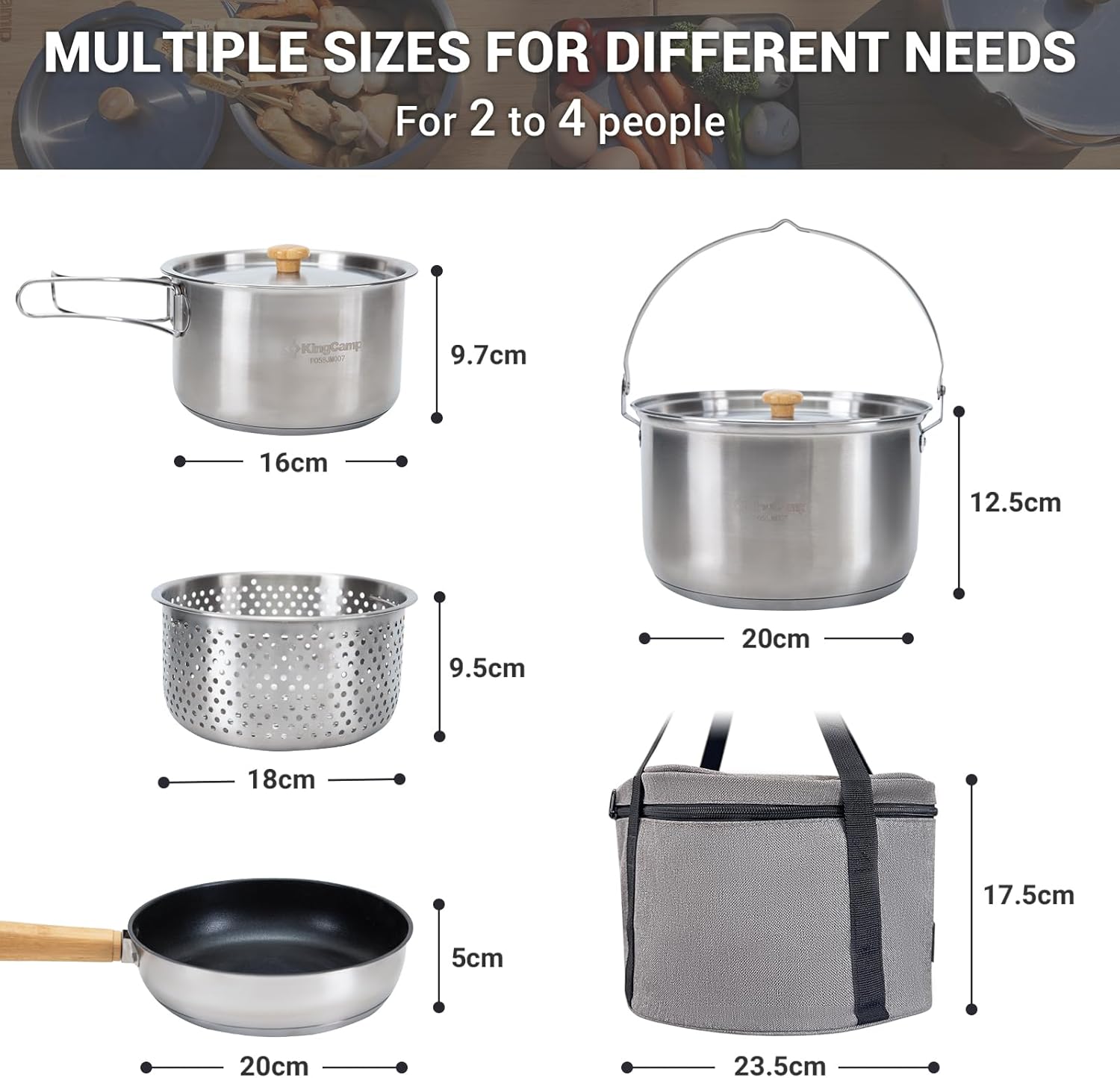 ชุดเครื่องครัวแคมป์ปิ้งสแตนเลส - Camping Cooking Set With Kettle บทวิจารณ์และราคา