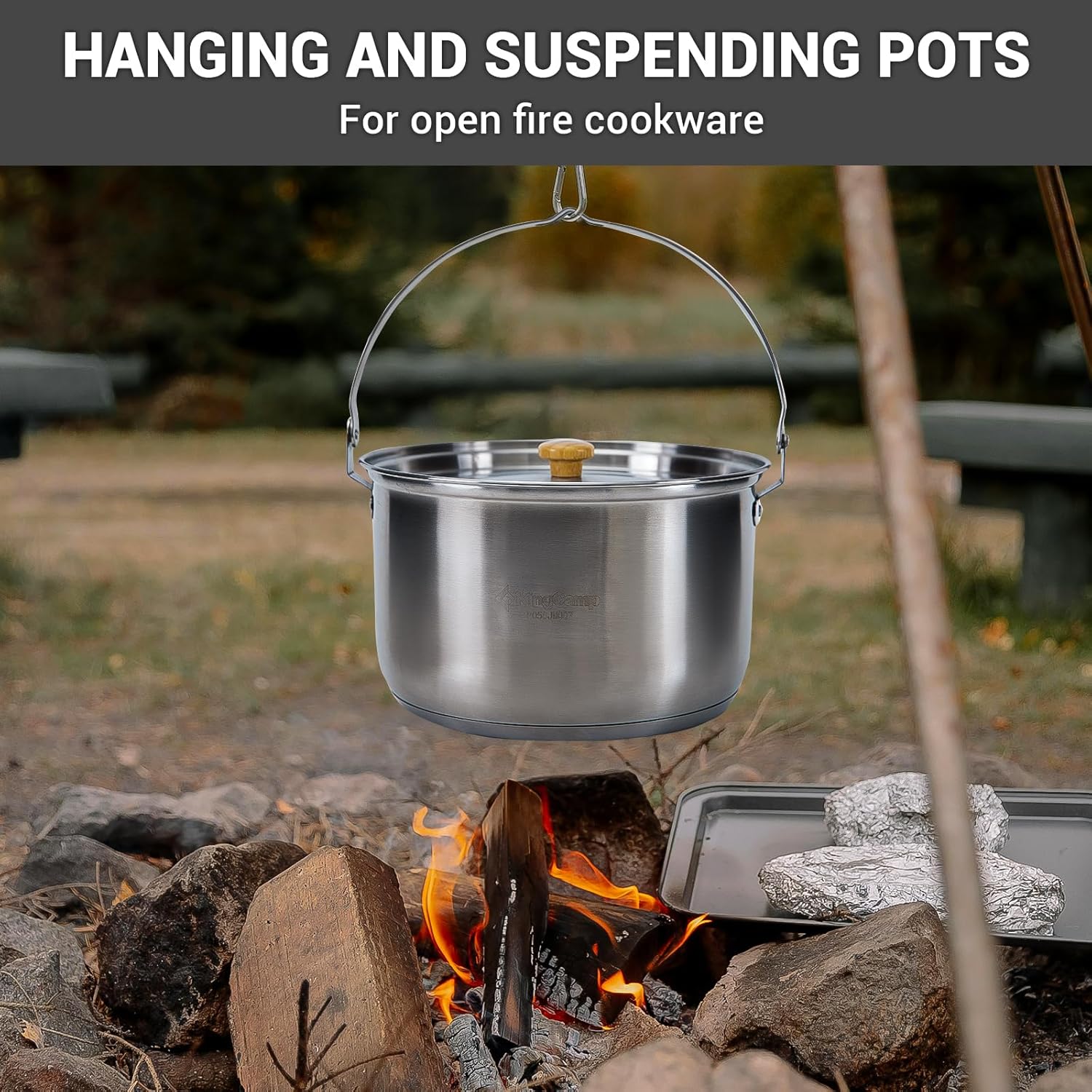 ชุดเครื่องครัวแคมป์ปิ้งสแตนเลส - Camping Cooking Set With Kettle บทวิจารณ์และราคา