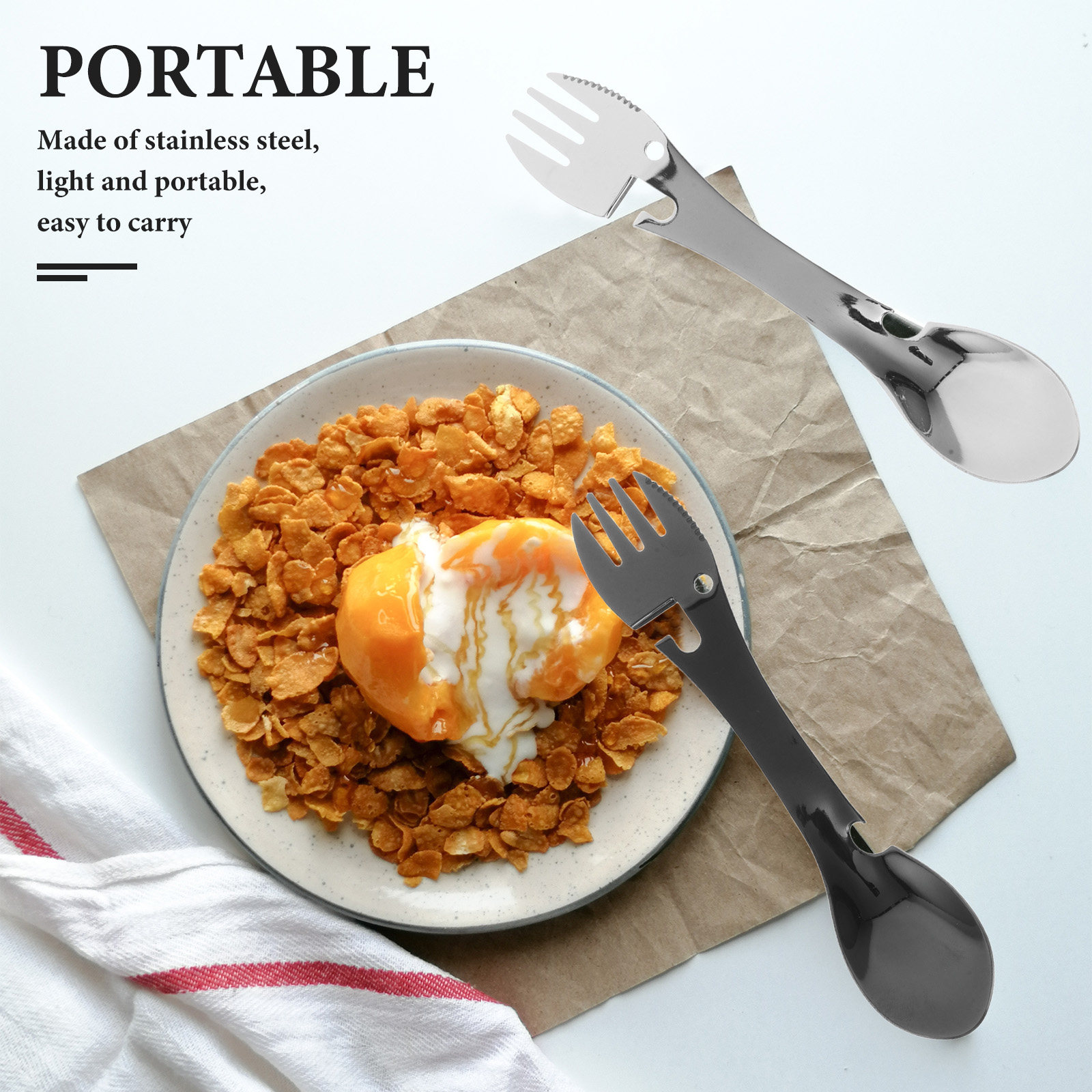 ชุดช้อนส้อมสแตนเลสอเนกประสงค์  - Camp Spork Set บทวิจารณ์และราคา