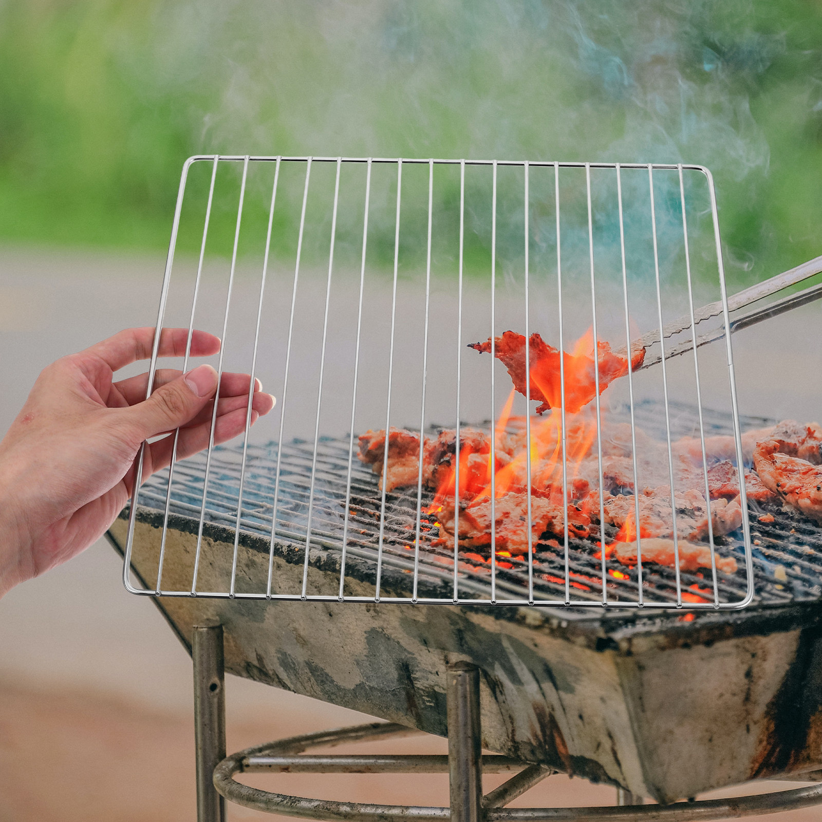 ตะแกรงย่างสแตนเลส 30x25 ซม. ตะ - Camping Cooking Easy บทวิจารณ์และราคา