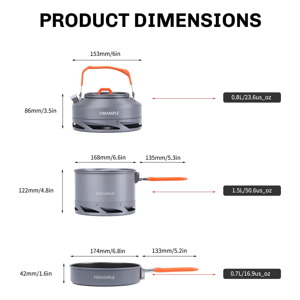 Fire Maple Camping เครื่องครัว - Camping Cooking Set With Kettle บทวิจารณ์และราคา