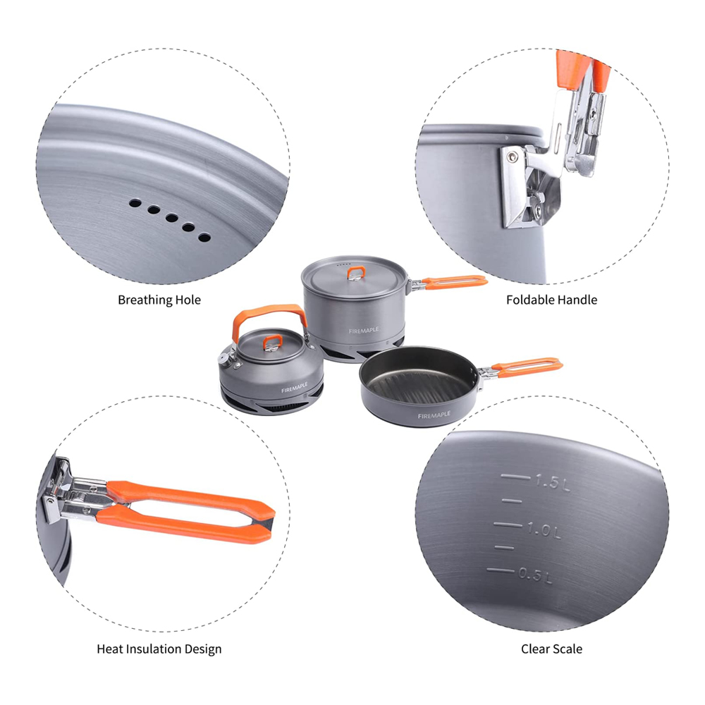 Fire Maple Camping เครื่องครัว - Camping Cooking Set With Kettle บทวิจารณ์และราคา