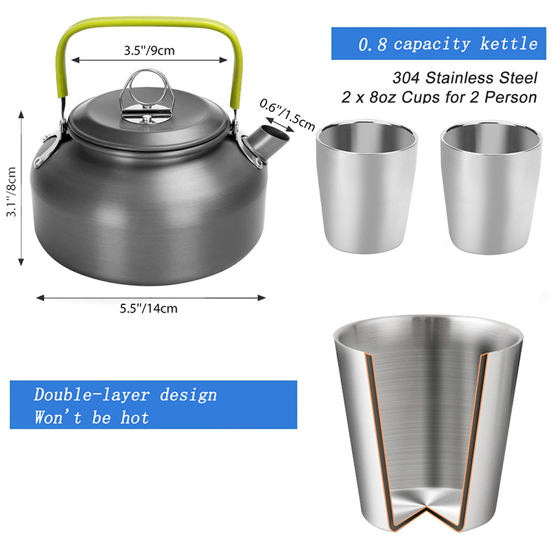 1 ชุดหม้อกลางแจ้ง กระทะ ชุดเคร - Camping Cooking Set With Kettle บทวิจารณ์และราคา